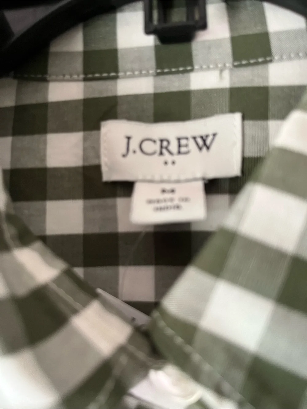 J. Crew Womens Green and White Gingham Button-Down Shirt